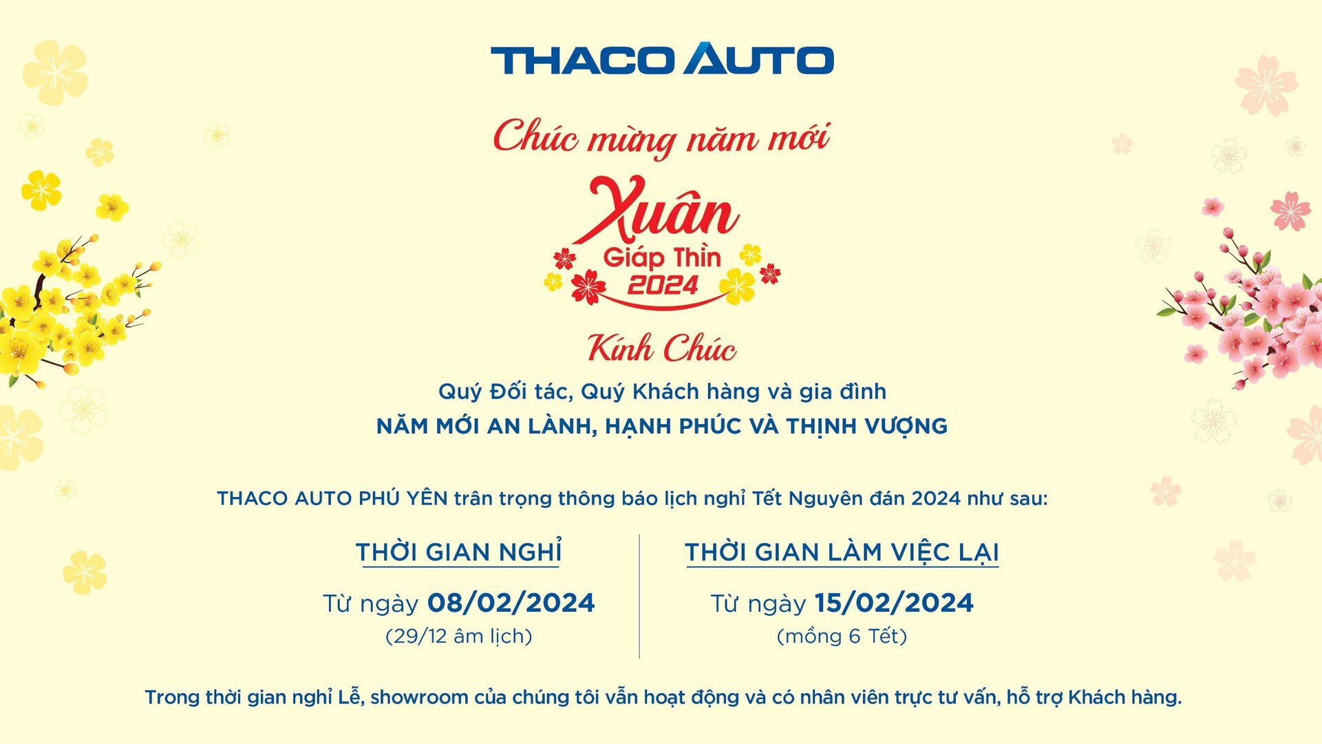 THÔNG BÁO NGHỈ TẾT NGUYÊN ĐÁN